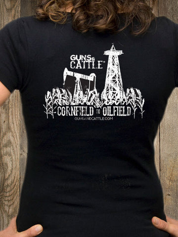 Woman's V-neck T-shirt - G&C CORNFIELD TO OILFIELD
